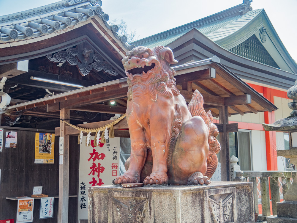 由加神社本宮:備前焼狛犬(阿)